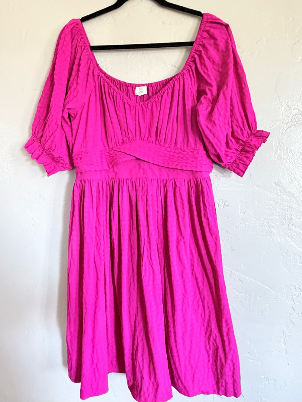 Girl Soul XL Hot Pink Puff Sleeve Smocked Babydoll Dress